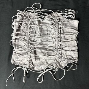 Cement Gray Ruched Drawstring Top